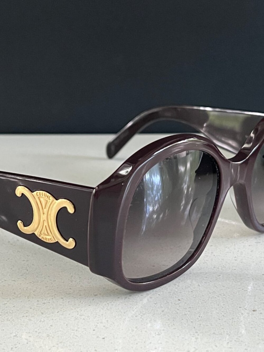 Celine CL40305U 48F Gradient  Deep Purple bold round sunglasses gold logo - Picture 5 of 10